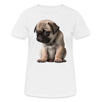 Chiot carlin timide - T-shirt respirant Femme - blanc - Devant - AI Model Female 172 dark (172cm)