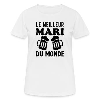 Le meilleur Mari du monde - T-shirt respirant Femme - blanc - Devant - AI Model Female 172 dark (172cm)
