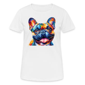 Cute Colorfull French Bulldog Painting - Women's Breathable T-Shirt - white - Front - AI Model Female 172 dark (172cm)
