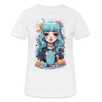 Kawaii Pastel Goth Girl Schleimiges Anime Design - Frauen T-Shirt atmungsaktiv - Weiß - Vorne - AI Model Female 172 dark (172cm)