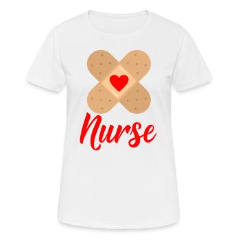 Infirmière avec coeur - pansement - T-shirt respirant Femme - blanc - Devant - AI Model Female 172 dark (172cm)