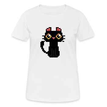 Pixel PixelArt Chat - T-shirt respirant Femme - blanc - Devant - AI Model Female 172 dark (172cm)