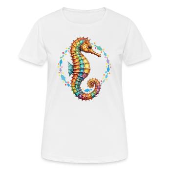 Joli hippocampe décoratif - T-shirt respirant Femme - blanc - Devant - AI Model Female 172 dark (172cm)