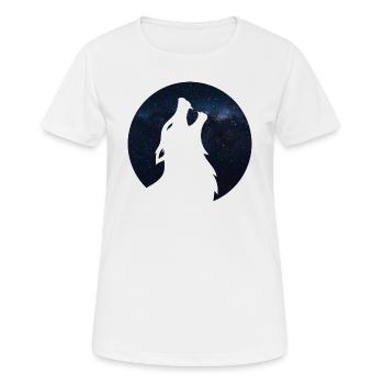 Wolf silhouette Galaxy - Frauen T-Shirt atmungsaktiv - Weiß - Vorne - AI Model Female 172 dark (172cm)