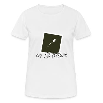 My first picture - Frauen T-Shirt atmungsaktiv - Weiß - Vorne - AI Model Female 172 dark (172cm)