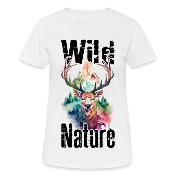 Deer Wild Nature Antler Animal Forest Wilderness Mountains - Women's Breathable T-Shirt - white - Front - AI Model Female 172 dark (172cm)