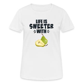 La vie est plus douce avec la poire - T-shirt respirant Femme - blanc - Devant - AI Model Female 172 dark (172cm)