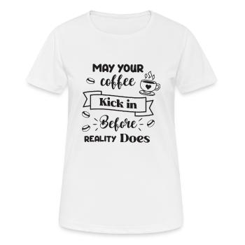 Que votre café entre en jeu avant la réalité - T-shirt respirant Femme - blanc - Devant - AI Model Female 172 dark (172cm)