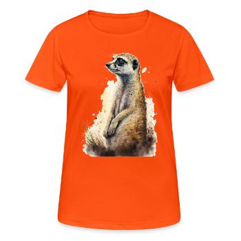Süßes niedliches Erdmännchen - Frauen T-Shirt atmungsaktiv - Neonorange - Vorne - AI Model Female 172 dark (172cm)