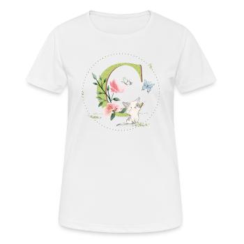 Anfangsbuchstabe C mit Katze - Frauen T-Shirt atmungsaktiv - Weiß - Vorne - AI Model Female 172 dark (172cm)