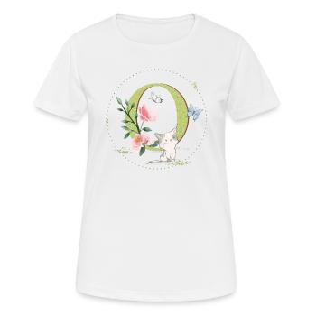 Anfangsbuchstabe O mit Katze - Frauen T-Shirt atmungsaktiv - Weiß - Vorne - AI Model Female 172 dark (172cm)