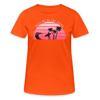 Rencontrez-moi à la plage - T-shirt respirant Femme - orange néon - Devant - AI Model Female 172 dark (172cm)