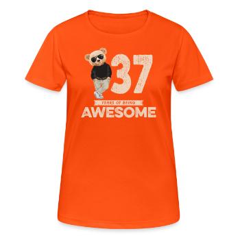 37 Years of being Awesome Teddy Bear - Frauen T-Shirt atmungsaktiv - Neonorange - Vorne - AI Model Female 172 dark (172cm)
