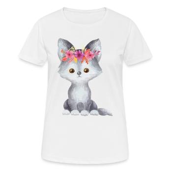 Loups animal enfant des animaux bébé fleur couronne - T-shirt respirant Femme - blanc - Devant - AI Model Female 172 dark (172cm)