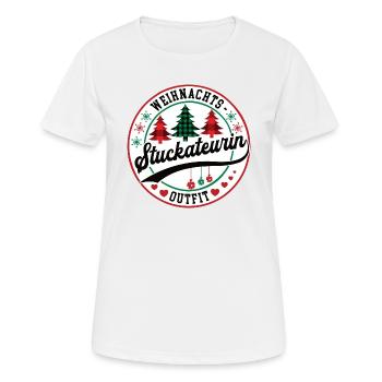 Stuckateurin Weihnachten Trockenbauerin XMAS - Frauen T-Shirt atmungsaktiv - Weiß - Vorne - AI Model Female 172 dark (172cm)