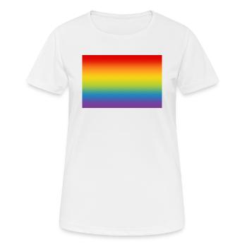 Regenbogen Flagge Fahne LGBT CSD Gay Pride - Frauen T-Shirt atmungsaktiv - Weiß - Vorne - AI Model Female 172 dark (172cm)