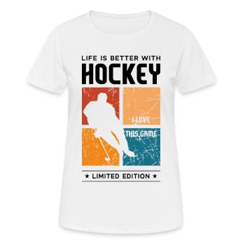 Life is better with Hockey - Women's Breathable T-Shirt - white - Front - AI Model Female 172 dark (172cm)