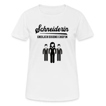 Schneiderin Chefin Selbstständigkeit Firma Gründen - Frauen T-Shirt atmungsaktiv - Weiß - Vorne - AI Model Female 172 dark (172cm)