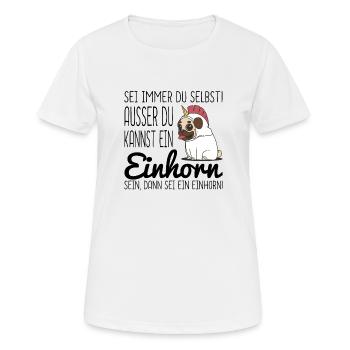 EINHORN DOG - Frauen T-Shirt atmungsaktiv - Weiß - Vorne - AI Model Female 172 dark (172cm)