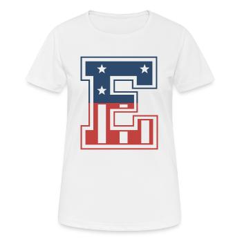 Buchstabe E USA - Frauen T-Shirt atmungsaktiv - Weiß - Vorne - AI Model Female 172 dark (172cm)
