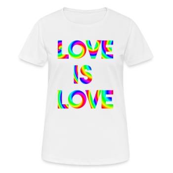 Love is love LGBTQ Geschenkidee Regenbogen bunt - Frauen T-Shirt atmungsaktiv - Weiß - Vorne - AI Model Female 172 dark (172cm)