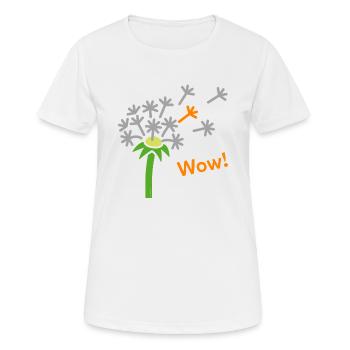 Pusteblume Wow! - Frauen T-Shirt atmungsaktiv - Weiß - Vorne - AI Model Female 172 dark (172cm)