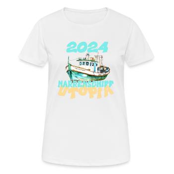 Utopia de la Nef des fous 2024 - Dates - T-shirt respirant Femme - blanc - Devant - AI Model Female 172 dark (172cm)
