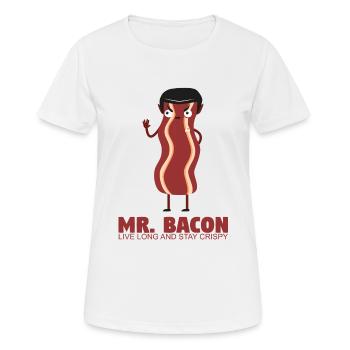 Mr.Bacon - Live long and stay crispy - Women's Breathable T-Shirt - white - Front - AI Model Female 172 dark (172cm)