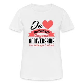 Joyeux anniversaire maman - T-shirt respirant Femme - blanc - Devant - AI Model Female 172 dark (172cm)