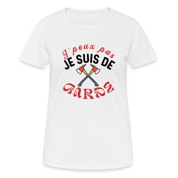 J'peux pas je suis de garde - T-shirt respirant Femme - blanc - Devant - AI Model Female 172 dark (172cm)