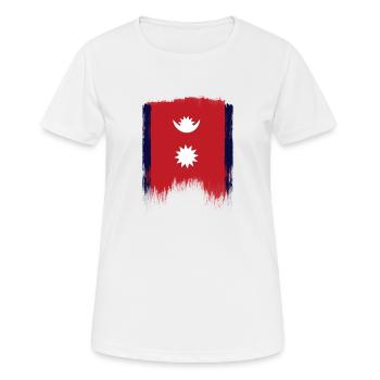Nepal Flagge - Frauen T-Shirt atmungsaktiv - Weiß - Vorne - AI Model Female 172 dark (172cm)