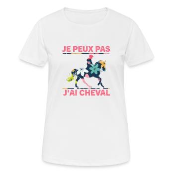 Je peux pas j'ai Cheval, Cheval cadeau femme - T-shirt respirant Femme - blanc - Devant - AI Model Female 172 dark (172cm)