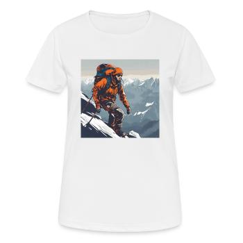 Bergsteigen - Frauen T-Shirt atmungsaktiv - Weiß - Vorne - AI Model Female 172 dark (172cm)