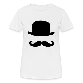 Gentleman Hut Schnurbart - Frauen T-Shirt atmungsaktiv - Weiß - Vorne - AI Model Female 172 dark (172cm)