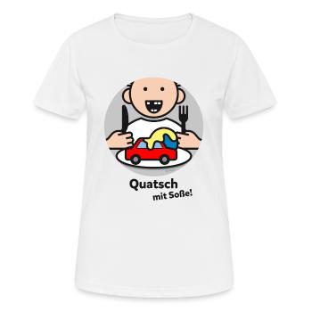 Quatsch mit Soße! mit schwarzer Schrift - Frauen T-Shirt atmungsaktiv - Weiß - Vorne - AI Model Female 172 dark (172cm)