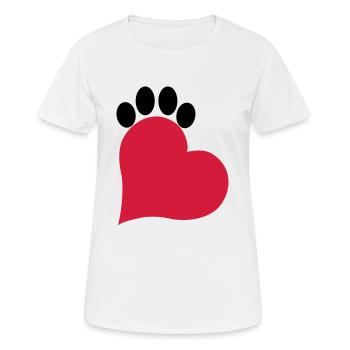Coeur et patte chat - T-shirt respirant Femme - blanc - Devant - AI Model Female 172 dark (172cm)