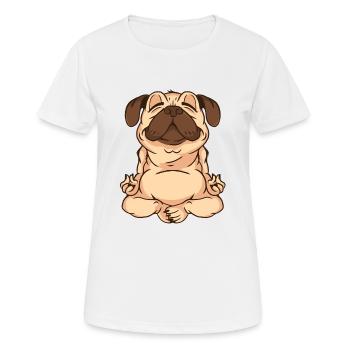 yoga mops pug - Frauen T-Shirt atmungsaktiv - Weiß - Vorne - AI Model Female 172 dark (172cm)