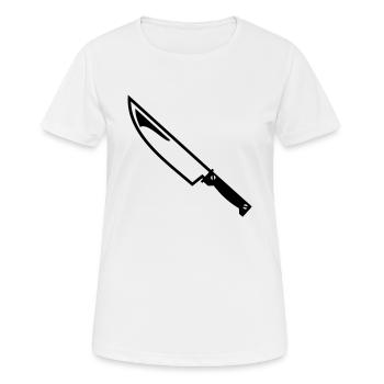 Messer - Frauen T-Shirt atmungsaktiv - Weiß - Vorne - AI Model Female 172 dark (172cm)