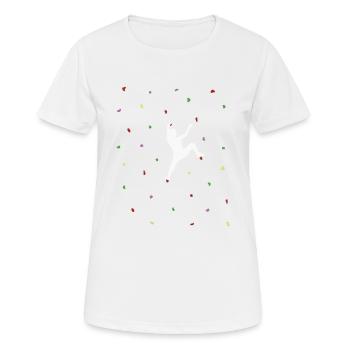 Bouldering climbing climbing - Women's Breathable T-Shirt - white - Front - AI Model Female 172 dark (172cm)
