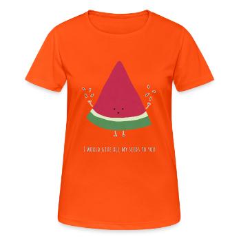 I would give all my seeds to you - Women's Breathable T-Shirt - neon orange - Front - AI Model Female 172 dark (172cm)