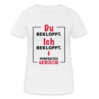Du bekloppt - Ich bekloppt - perfektes Team - 2fgb - Frauen T-Shirt atmungsaktiv - Weiß - Vorne - AI Model Female 172 dark (172cm)