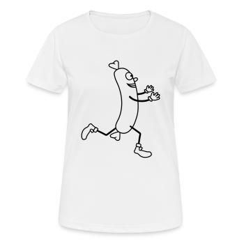 little wuerstchen run happily embrace love - Women's Breathable T-Shirt - white - Front - AI Model Female 172 dark (172cm)