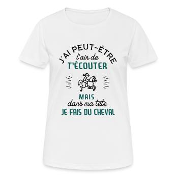 Faire du cheval - couleur personnalisable - T-shirt respirant Femme - blanc - Devant - AI Model Female 172 dark (172cm)