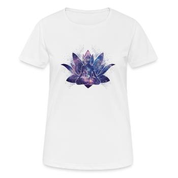 Lotus Yoga Galaxy - Frauen T-Shirt atmungsaktiv - Weiß - Vorne - AI Model Female 172 dark (172cm)