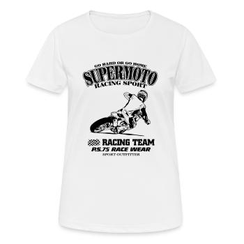 Supermoto - Frauen T-Shirt atmungsaktiv - Weiß - Vorne - AI Model Female 172 dark (172cm)