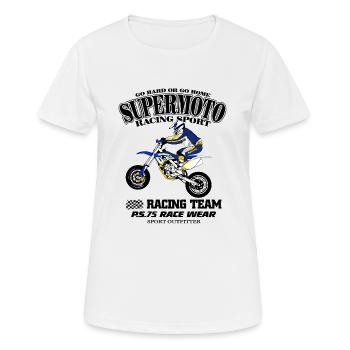 Supermoto - Frauen T-Shirt atmungsaktiv - Weiß - Vorne - AI Model Female 172 dark (172cm)