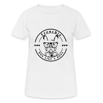French Bulldog, Frenchie dog like a boss - Women's Breathable T-Shirt - white - Front - AI Model Female 172 dark (172cm)