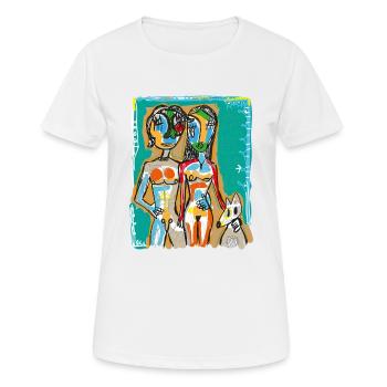 Ehepaar mit Hund - Frauen T-Shirt atmungsaktiv - Weiß - Vorne - AI Model Female 172 dark (172cm)