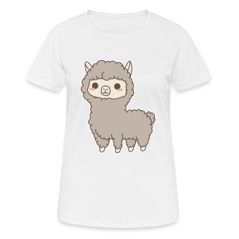 Alpaka - Frauen T-Shirt atmungsaktiv - Weiß - Vorne - AI Model Female 172 dark (172cm)