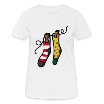 Chaussettes colorées Chaussettes de Noël Père Noël - T-shirt respirant Femme - blanc - Devant - AI Model Female 172 dark (172cm)